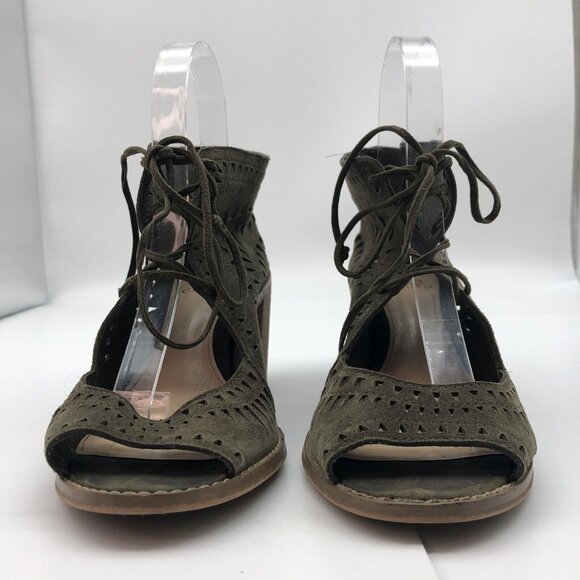 Vince Camuto Tarita Sandals Women's Size 6.5 Cutout Lace-Up Olive Green - Picture 2 of 13
